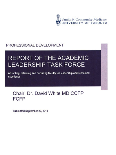 The Academic Leadership Task Force Report (2011) cover