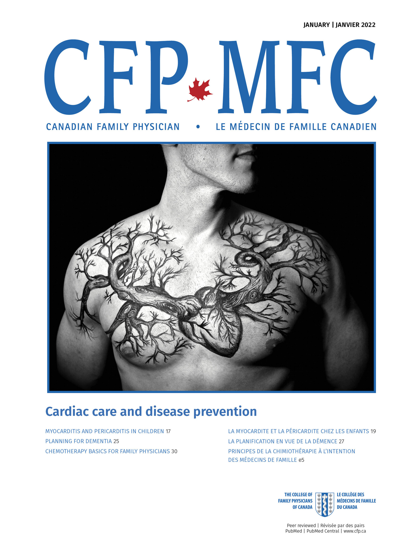 Canadian Family Physician Cover from January 2022, recognized by the National Magazine Awards